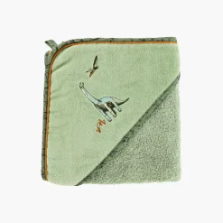 Flash Sale Cape de bain coton biologique Dinotopi kaki Enfant Capes De Bain