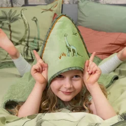 Flash Sale Cape de bain coton biologique Dinotopi kaki Enfant Capes De Bain