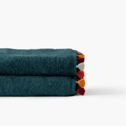 Clearance Drap de bain coton Eclats bleu pétrole Draps De Bain