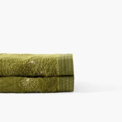 Store Drap de bain coton et viscose de bambou Silvalys vert mousse Draps De Bain