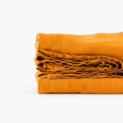 New Drap de lit lin lavé Songe curcuma Draps De Lit