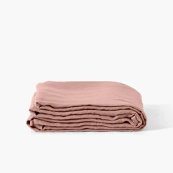 Hot Drap de lit lin lavé Songe rose cendré Draps De Lit