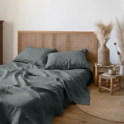 Store Drap de lit lin lavé Songe kaki cendré Draps De Lit