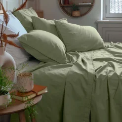 Clearance Drap de lit pur coton lavé biologique Souffle sauge Draps De Lit