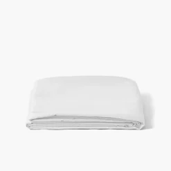 Sale Drap de lit satin de coton lavé bio Quartz blanc Draps De Lit