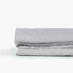 Store Drap de lit satin de coton jacquard pois et rayures Prestige tourterelle Draps De Lit