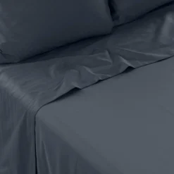 Store Drap de lit satin de coton jacquard pois et rayures Prestige bleu nuit Draps De Lit