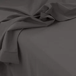 Clearance Drap de lit satin de coton lavé bio Quartz galet Draps De Lit