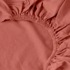 New Drap housse coton lavé Songe terre cuite Draps Housse