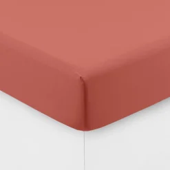 New Drap housse coton lavé Songe terre cuite Draps Housse