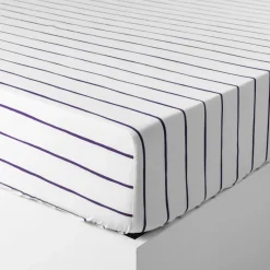 Best Drap housse percale de coton imprimé rayures Ode Draps Housse