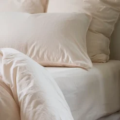 Sale Drap housse pur coton lavé biologique Souffle vanille Draps Housse