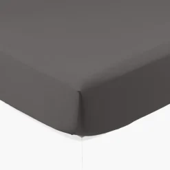 Sale Drap housse satin de coton lavé bio Quartz galet Draps Housse