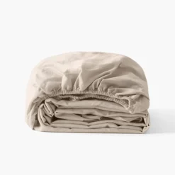 Store Drap housse satin de coton lavé bio Quartz dune Femme Coffrets Cadeaux|Draps Housse