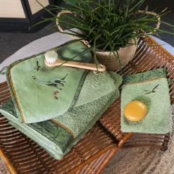 Discount Gant de toilette coton biologique Dinotopi kaki Enfant Gants De Toilette