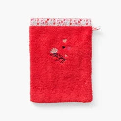 New Gant de toilette coton bio Mes rêves rouge tendre Enfant Gants De Toilette