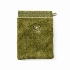 Store Gant de toilette coton et viscose de bambou Silvalys vert mousse Gants De Toilette