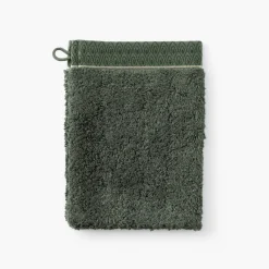 Outlet Gant de toilette coton et viscose de bambou Silvalys vert forêt Gants De Toilette