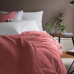 Clearance Housse de couette coton lavé biologique Souffle pétale Housses De Couette