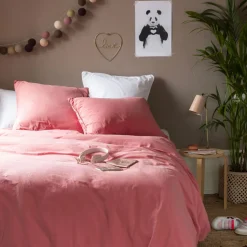 Clearance Housse de couette coton lavé biologique Souffle pétale Housses De Couette