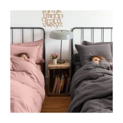 Flash Sale Housse de couette enfant lin et coton lavé Songe rose cendré Enfant Housses De Couette