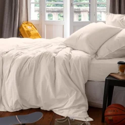 Clearance Housse de couette enfant pur coton lavé biologique Souffle vanille Enfant Housses De Couette