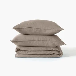 Discount Housse de couette enfant lin et coton lavé Songe taupe Enfant Housses De Couette