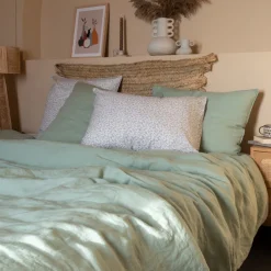 Flash Sale Housse de couette lin et coton lavé Songe eucalyptus Housses De Couette