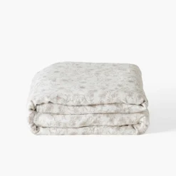 Best Sale Housse de couette lin et coton lavé Songe grège floral Housses De Couette