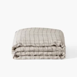 Online Housse de couette lin et coton lavé Songe charbon carreaux Housses De Couette