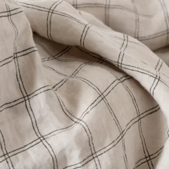 Online Housse de couette lin et coton lavé Songe charbon carreaux Housses De Couette