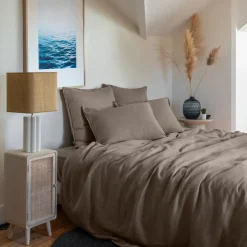 Flash Sale Housse de couette lin et coton lavé Songe taupe Housses De Couette