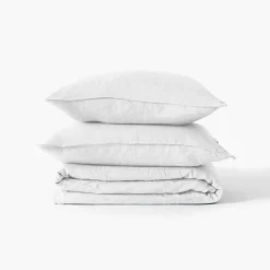 Fashion Housse de couette lin et coton lavé Songe blanc Housses De Couette