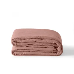 Cheap Housse de couette lin et coton lavé Songe rose cendré Housses De Couette