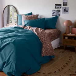 Best Housse de couette percale de coton Neo Bleu Prusse Floral Housses De Couette