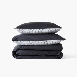 Fashion Housse de couette percale de coton Neo anthracite géométrique Housses De Couette