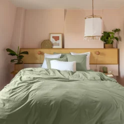Online Housse de couette pur coton lavé biologique Souffle sauge Housses De Couette