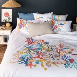 Hot Housse de couette réversible percale de coton Récif Housses De Couette