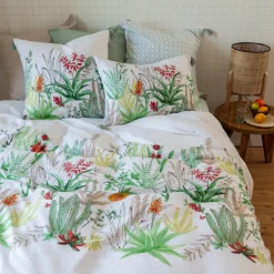 Shop Housse de couette réversible coton et lin Aloevera végétal Housses De Couette