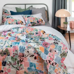 Sale Housse de couette réversible percale de coton Azulejos Housses De Couette