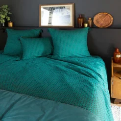 New Housse de couette réversible coton et lin Bukhara curcuma Housses De Couette