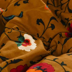 New Housse de couette réversible coton et lin Bukhara curcuma Housses De Couette