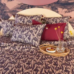 Clearance Housse de couette réversible percale de coton Hokkaido violet Housses De Couette