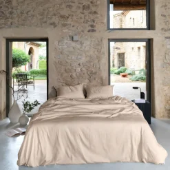 New Housse de couette satin de coton lavé bio Quartz dune Femme Coffrets Cadeaux|Housses De Couette