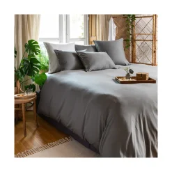 Clearance Housse de couette satin de coton lavé bio Quartz galet Housses De Couette