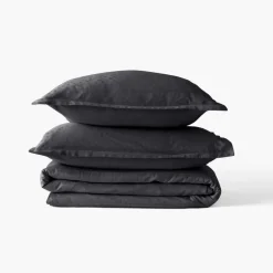 Hot Housse de couette satin de coton jacquard pois et rayures Prestige noir Housses De Couette