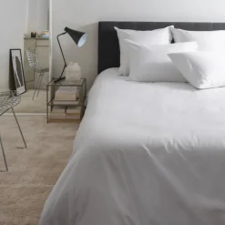 Best Sale Housse de couette satin de coton lavé bio Quartz blanc Housses De Couette