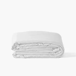 Best Sale Housse de couette satin de coton lavé bio Quartz blanc Housses De Couette