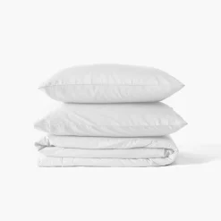 Best Sale Housse de couette satin de coton lavé bio Quartz blanc Housses De Couette