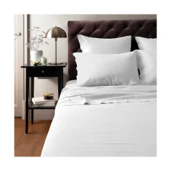 Best Sale Housse de couette satin de coton lavé bio Quartz blanc Housses De Couette